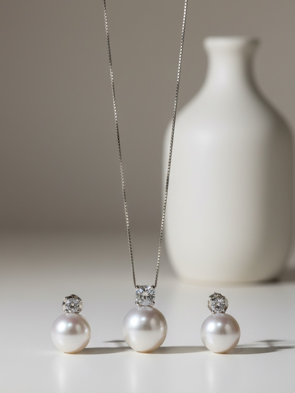 Authentic akoya pearl set in S925 settings